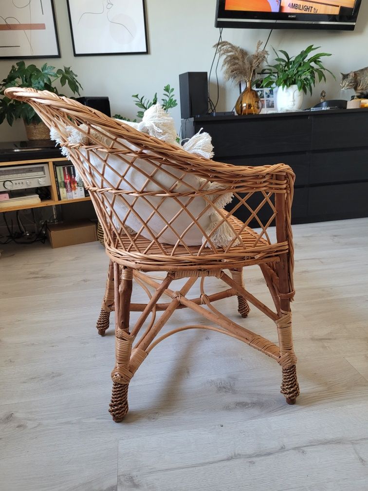 Ławka wiklinowa sofa dwuosobowa do sesji nowa boho brązowa rattanow