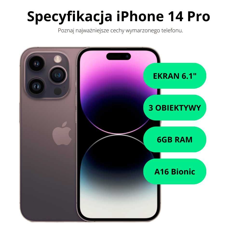 iPhone 14 Pro 128GB Deep Purple GWARANCJA 24MSC / RATY 0%