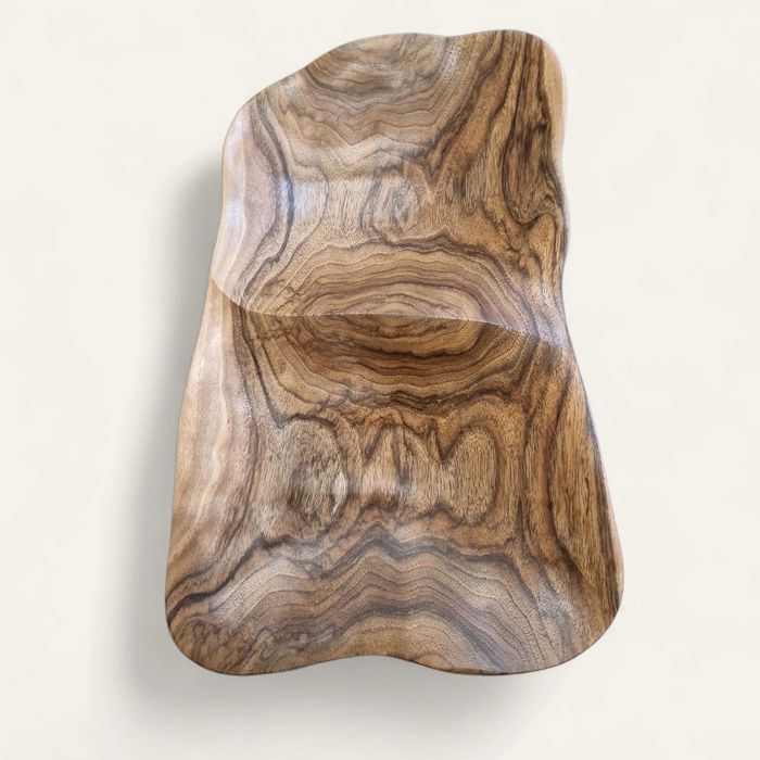 Misa drewniana orzech włoski dzielona 2 przegrody 39×23-26 cm