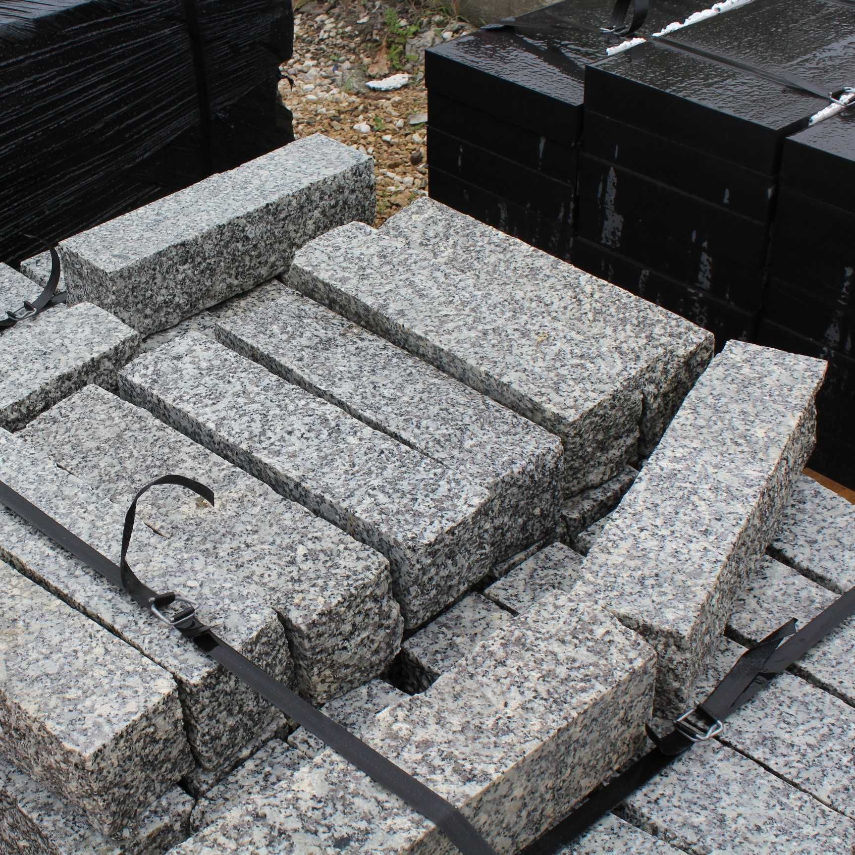 Palisada granitowa cięto-łupana szara 10x10x40