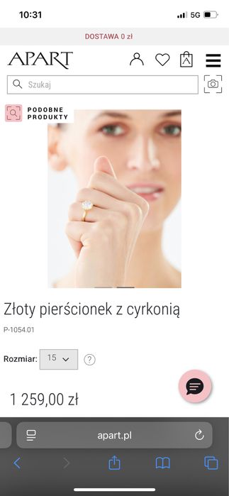 Złoty pierścionek Apart zaręczynowy z cyrkonią