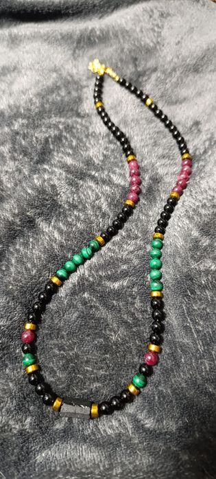 Naszyjnik męski Turmali,orginalne kamienie szlachetne