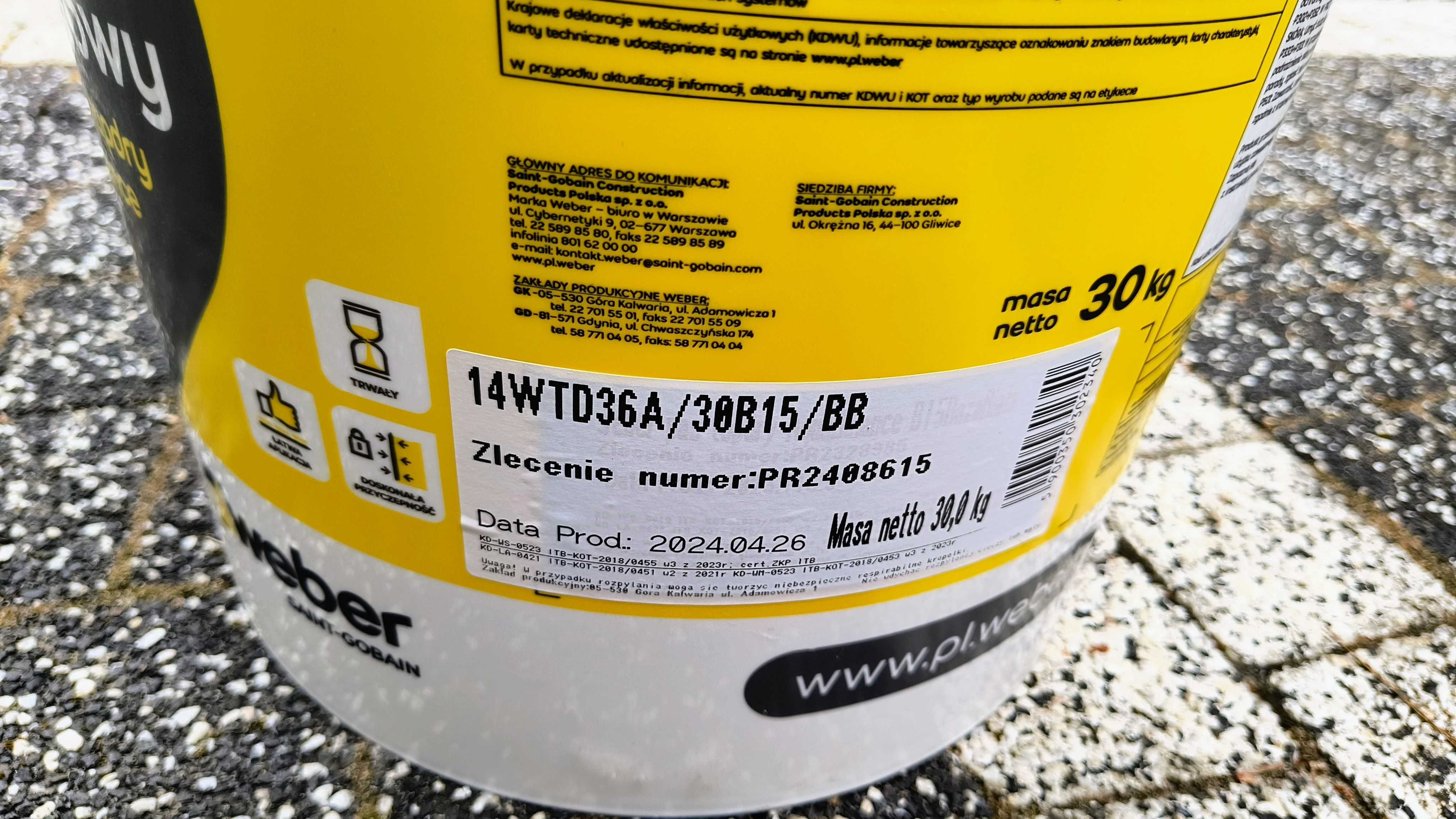 Tynk hydrofilowy elewacyjny firmy Weber