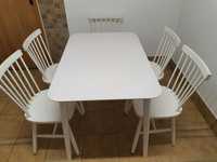 Stół z krzesłami 5 szt biały