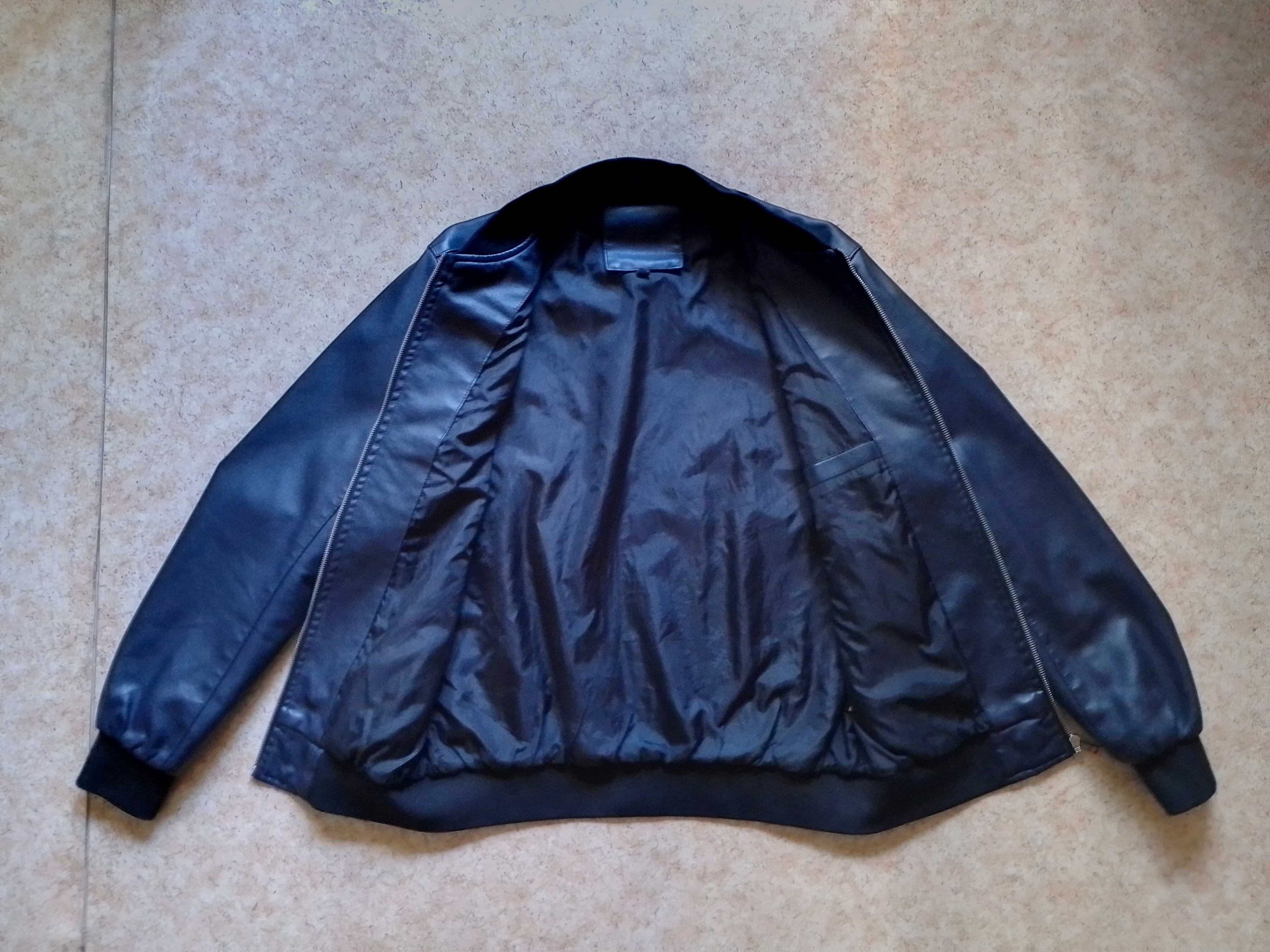 Стильная куртка бомбер. Широкая, стиль Oversize. Тёмно-синяя. Размер L