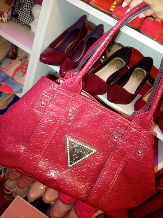 GUESS bordowa TOREBKA damska skóra SHOPPER