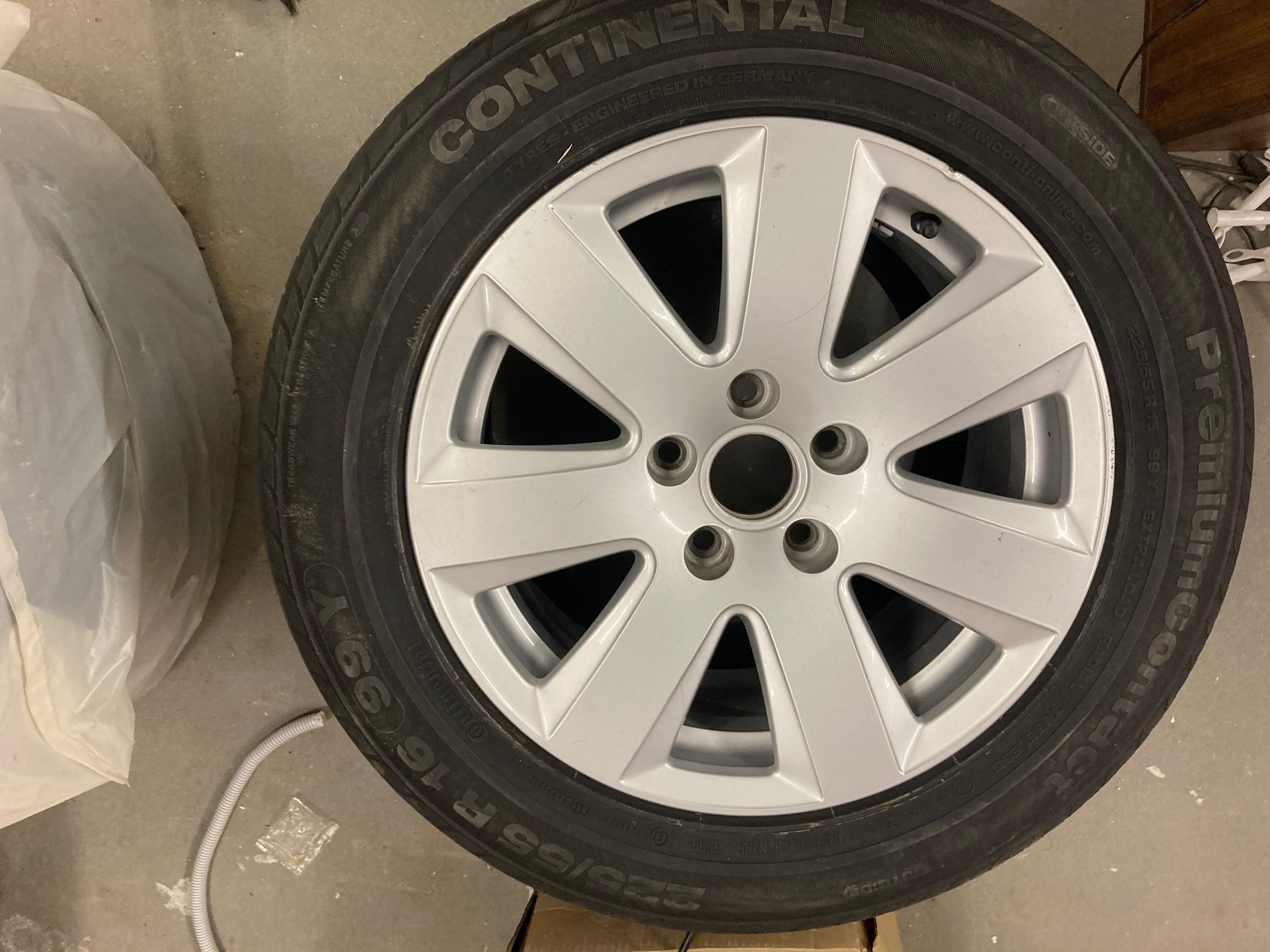 Felga Audi oryginał 225/55/16 opona continental zapas c6 a6 aluminiowa