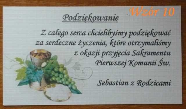 Etykiety karteczki wkładki podziękowania komunia i inne
