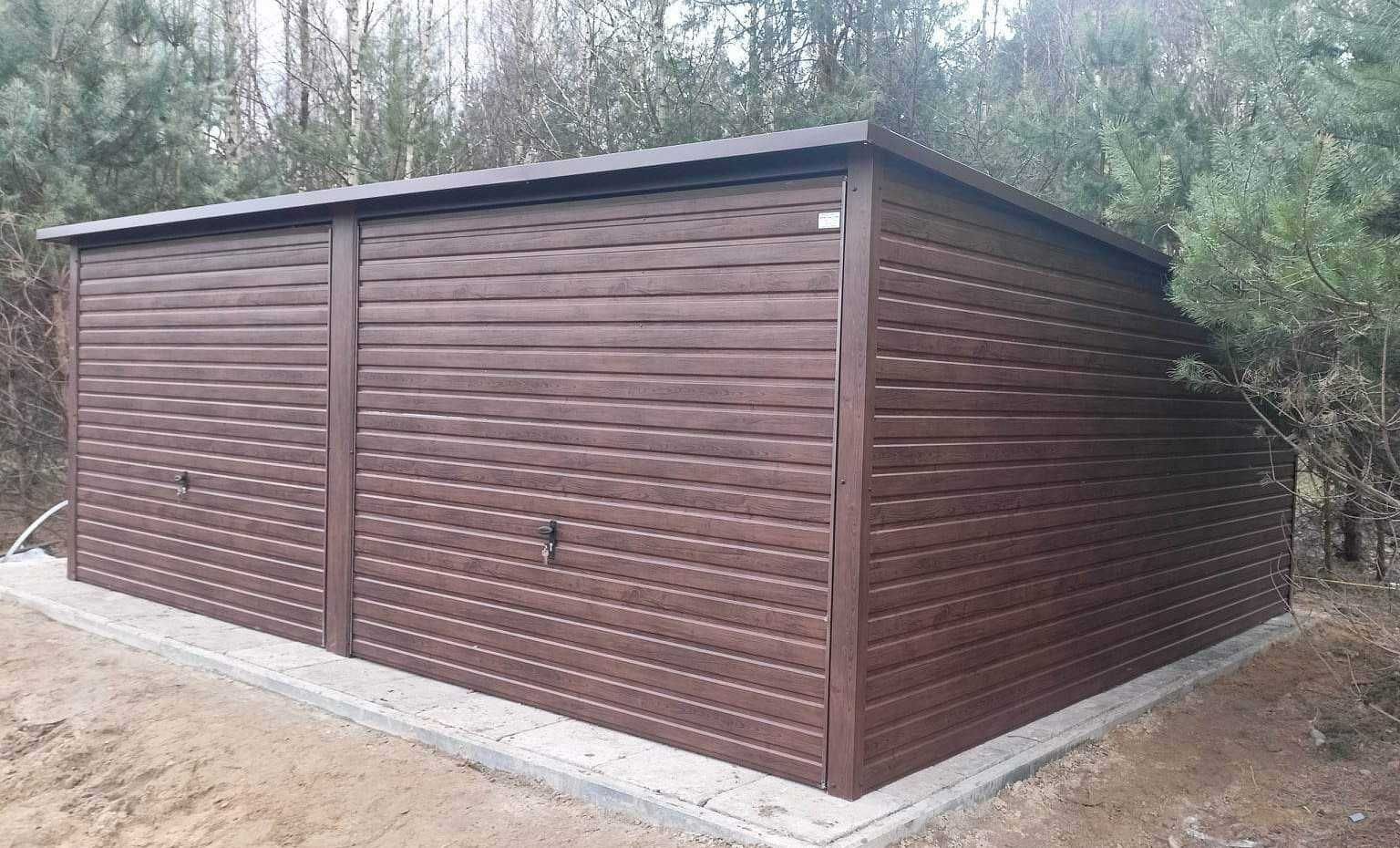 Garaż blaszany Drewnopodobne 6x5 Spad dachu na tył, blaszaki