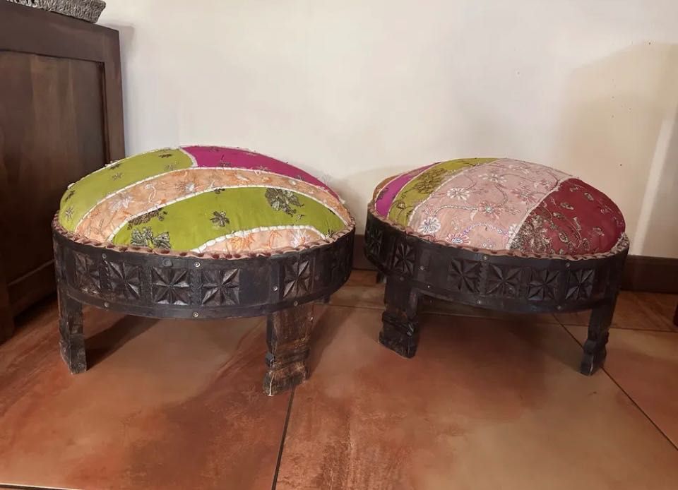pufa 2 szt indyjska meble kolonialne