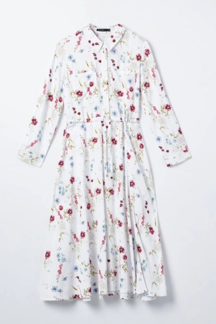 Sukienka letnia Mohito L 40 koszulowa z wiskozy damska biała w kwiaty