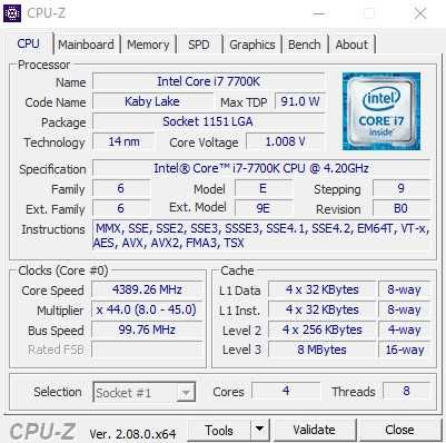 Intel i7-7700 4.20 GHz