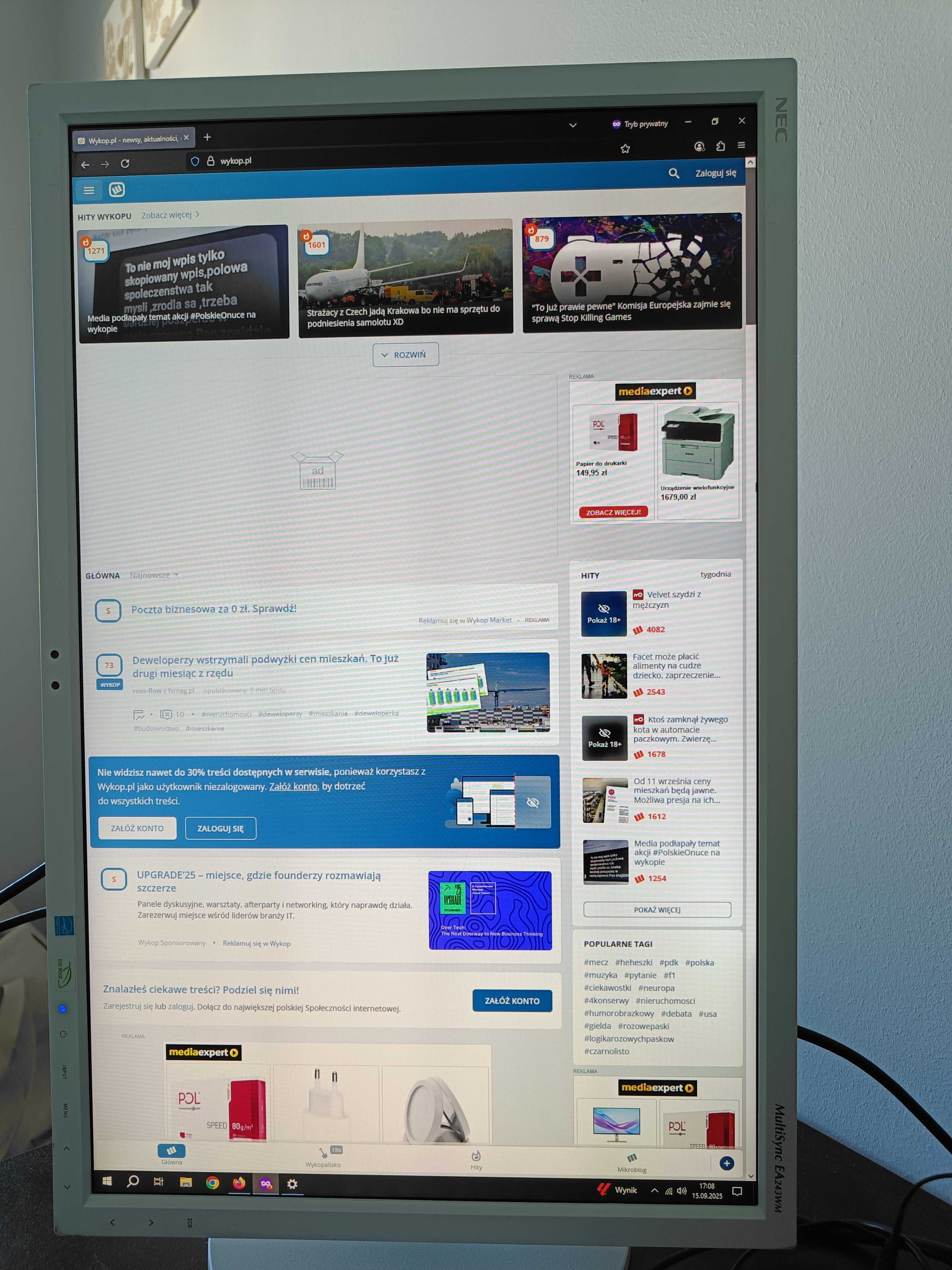 NEC MultiSync EA243WM, Monitor 24 cale, pivot