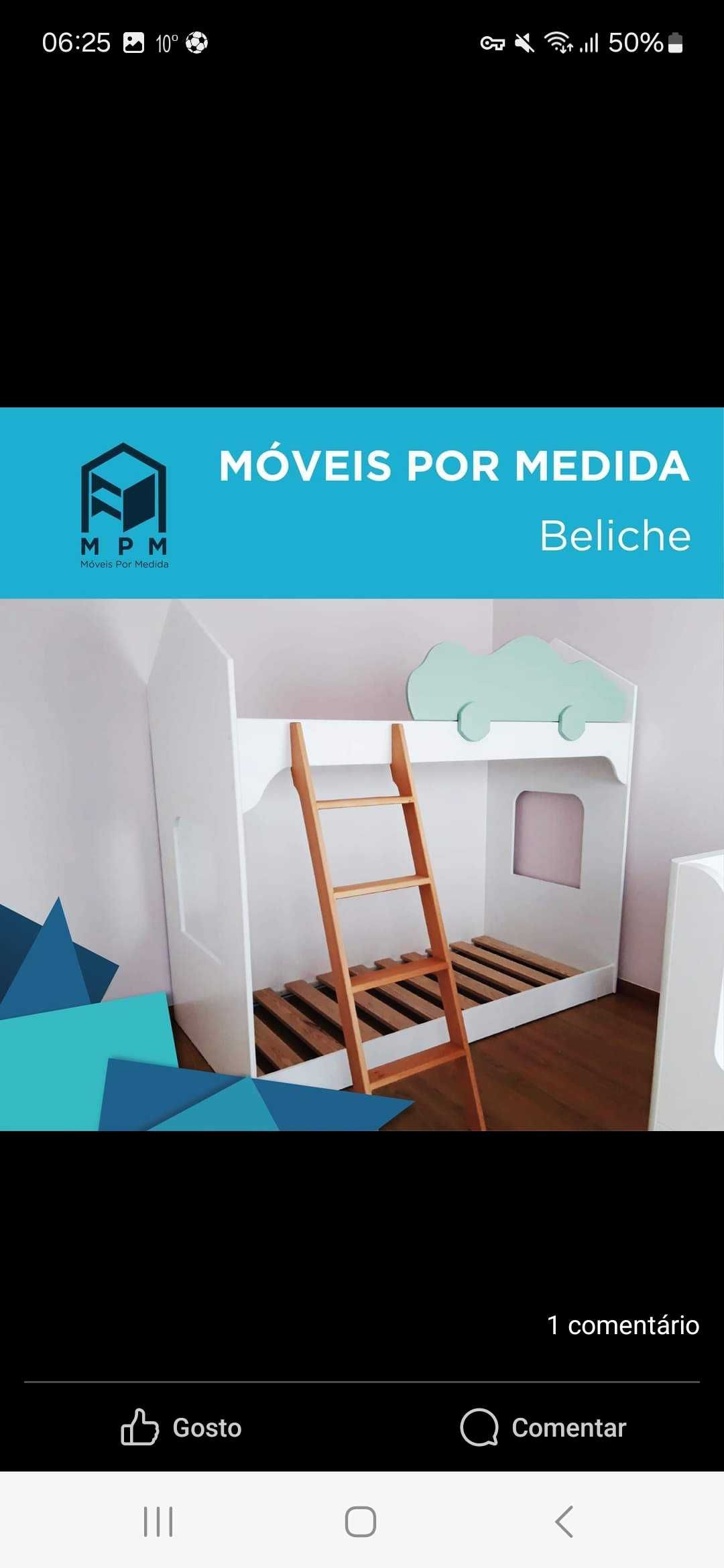 Beliche com 2 camas em forma de casa para crianças