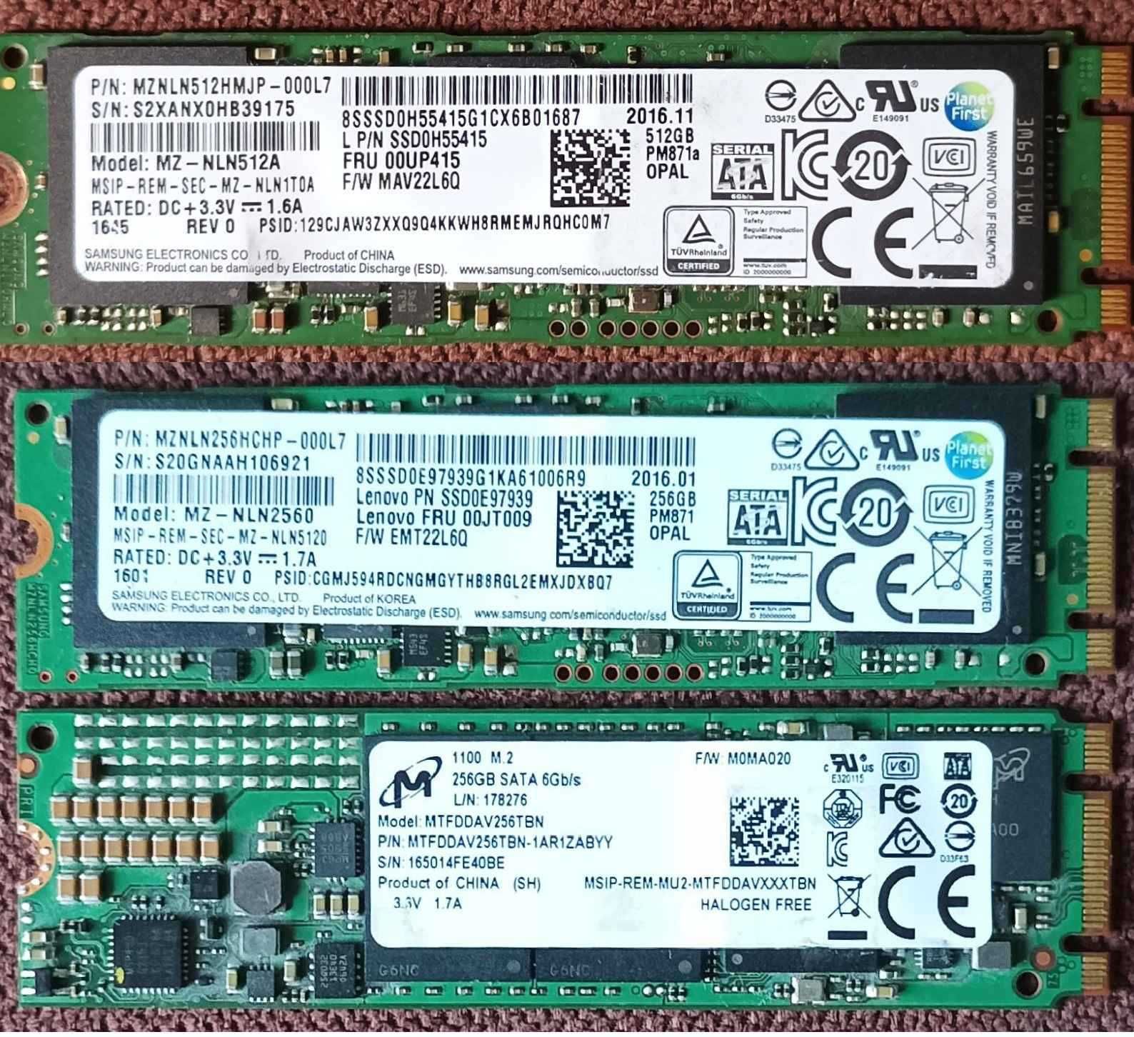 SSD 2.5/M2 128-192-256-512-800-1000GB (Samsung) intel