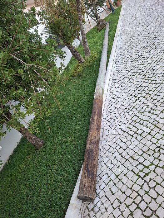 Poste de linhas telefónicas de madeira