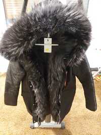 Nowa kurtka, płaszcz parka r. M Lisa Bruce z lisem naturalnym czarna