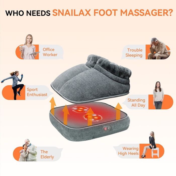 Massageador de pés Shiatsu Snailax com aquecimento - Massagem profunda