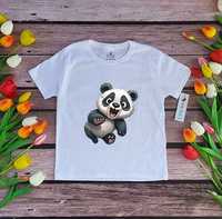 PANDA koszulka bluzka t-shirt biała czarna rozmiar 98-170cm