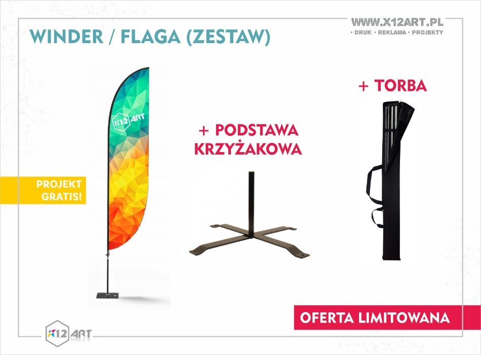 WINDER, Beach Flaga - TANIE Leżaki_Zestaw oferta limitowana