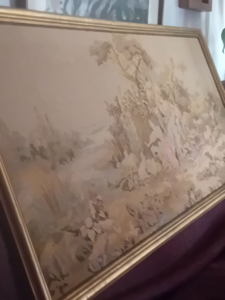 Quadro em tapeçaria antigo