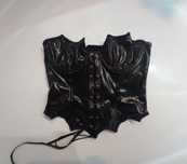 top czarny gorset wiązany nietoperz bat horror halloween goth gothic n