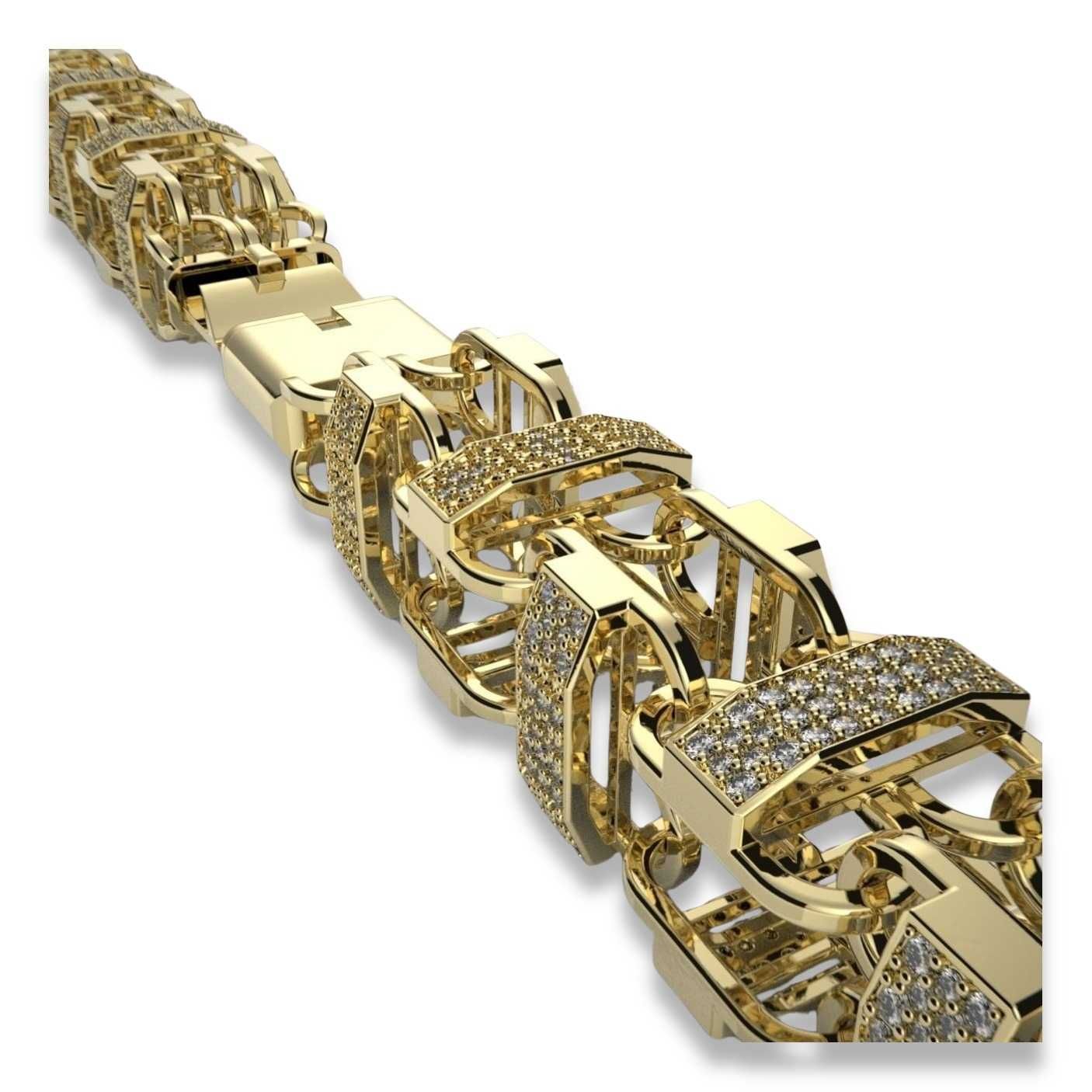 Złoty łańcuszek z żółtego 14k złota z cyrkoniami cgcc004 Wrocław 10mm