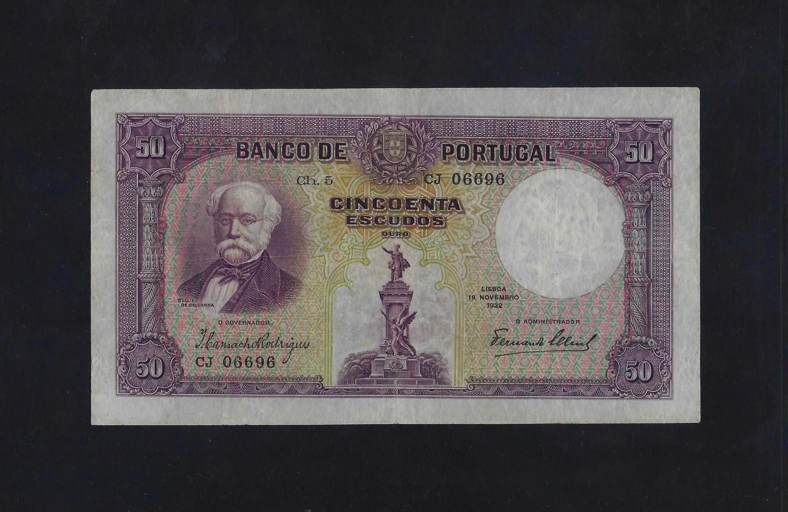 nota Portugal 50 Escudos 1932 bela excelente