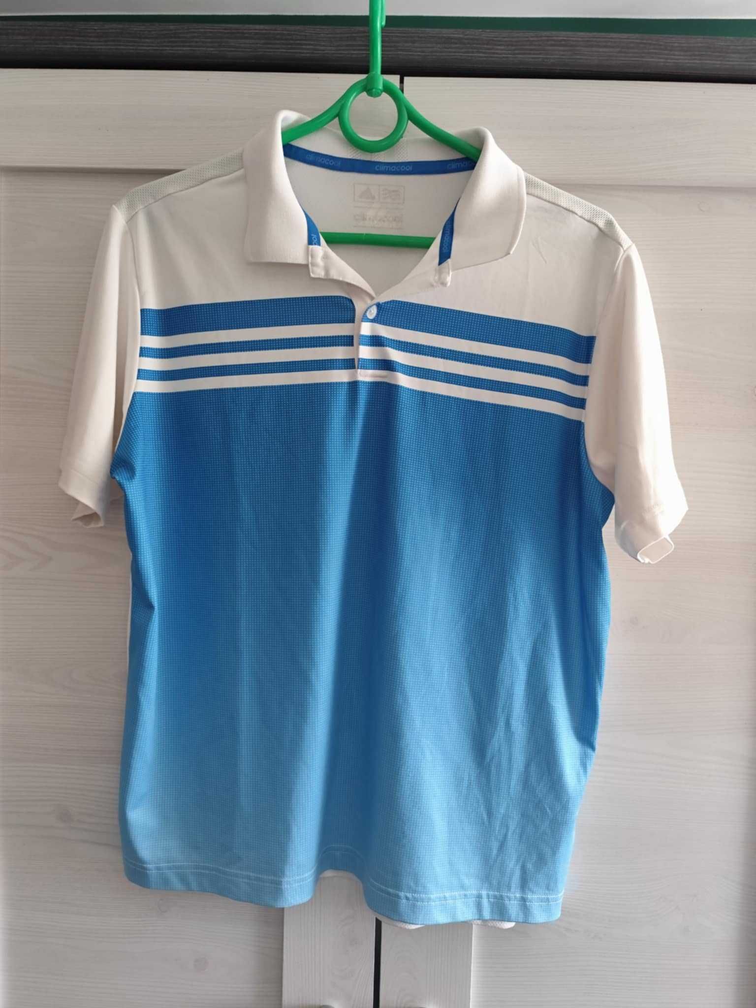 Koszulka chłopięca sportowa z kołnierzykiem Adidas roz 164