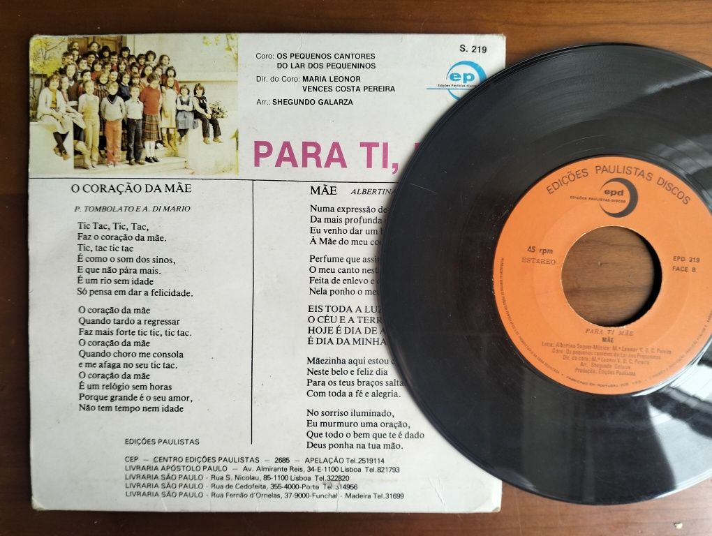 Disco de vinil single Para Ti, Mãe