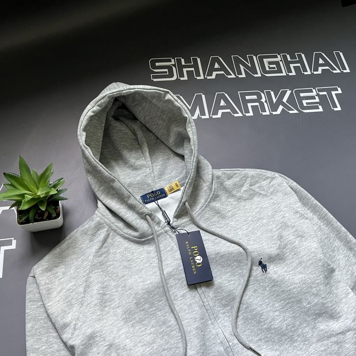 Зип худи Polo Ralph Lauren серое на замке с копюшоном кофта Поло Ральф