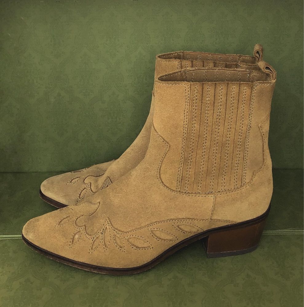 Buty kowbojki H&M Premium skórzane skóra naturalna zamsz 40