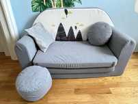 Kanapa sofa dla dzieci piankowa szara rozkladana do spania 98 x 160