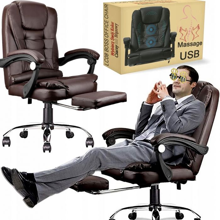 Офісне крісло Prime VIP Premium з масажною подушкою, з підніжкою