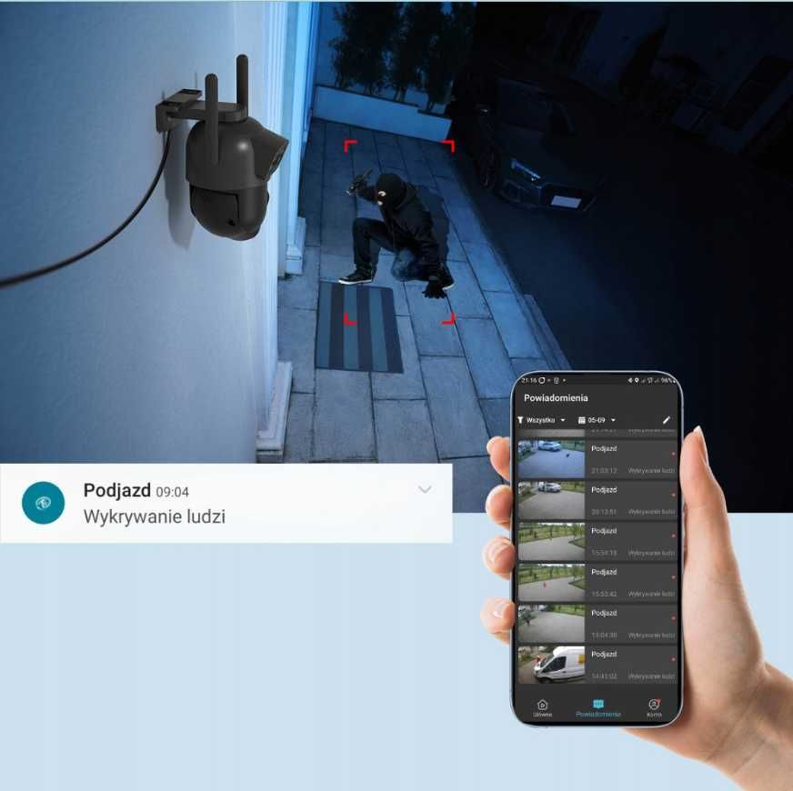 Kamera IP WiFi zewnętrzna – obrotowa, 5x zoom, alarm