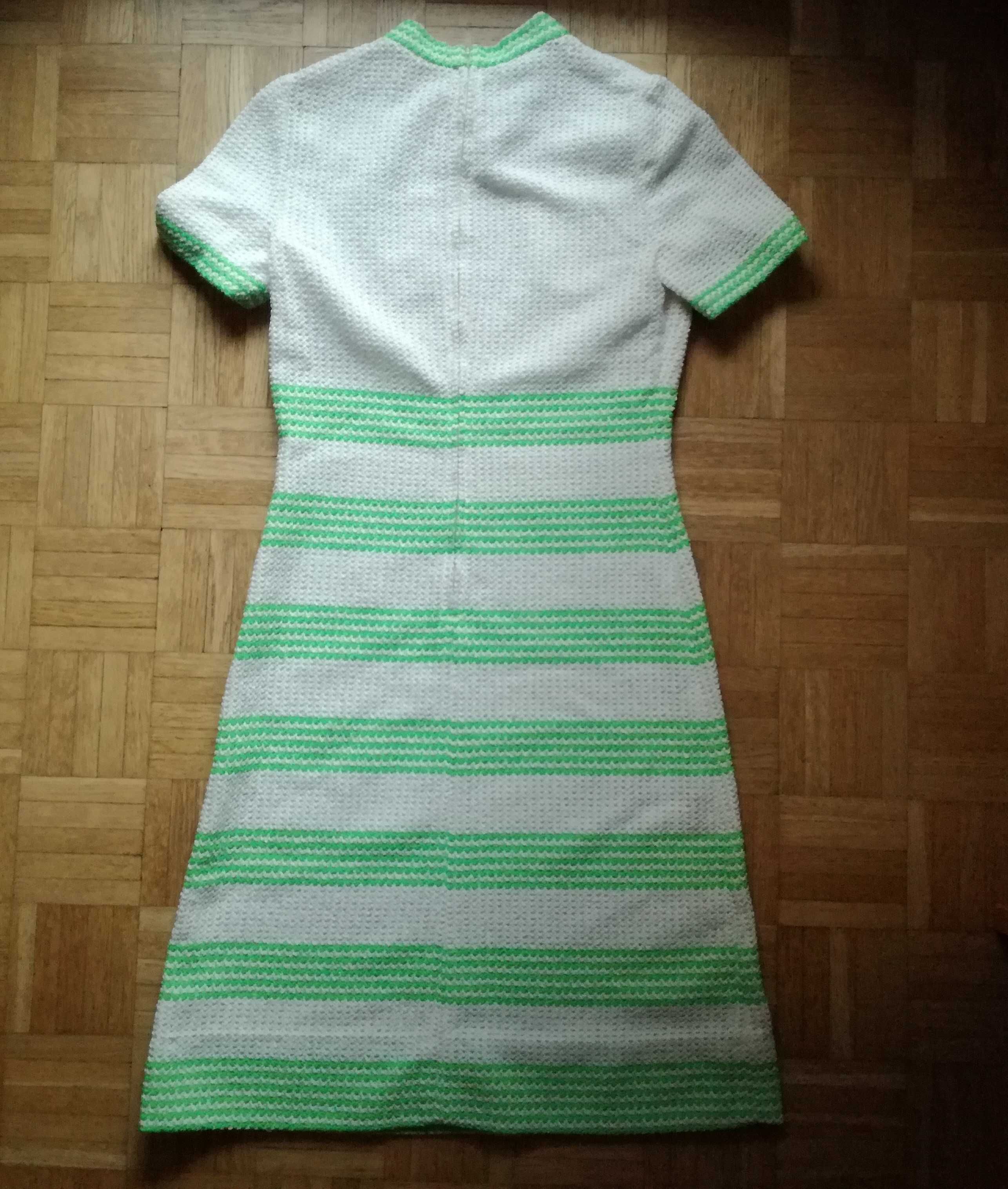 Biało-zielona sukienka, rozmiar S