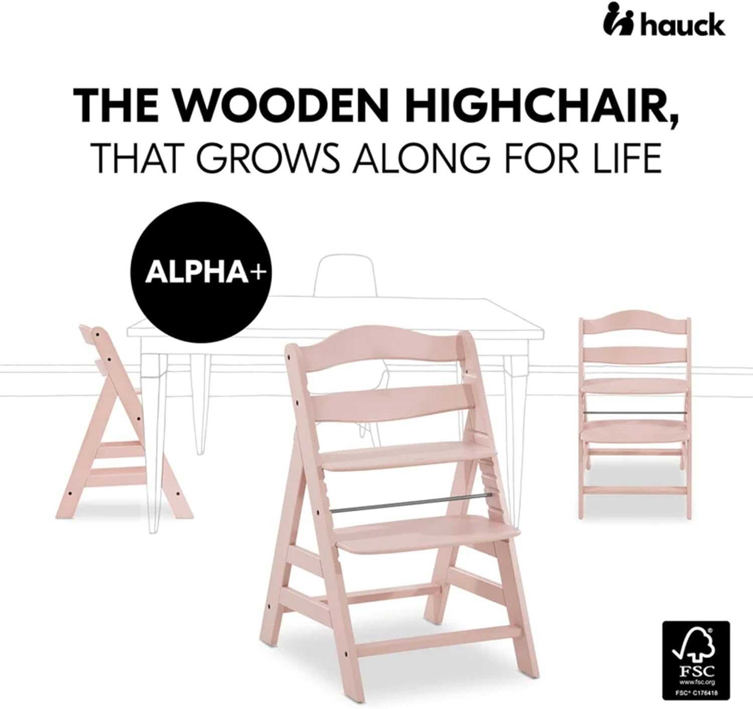 Hauck 661314 Drewniane Wysokie Krzesło Alpha+