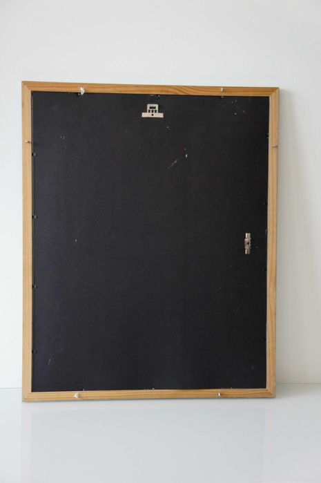 Miś w koszuli - ręczna sygnowana grafika w ramie obraz 54x44 cm szkło