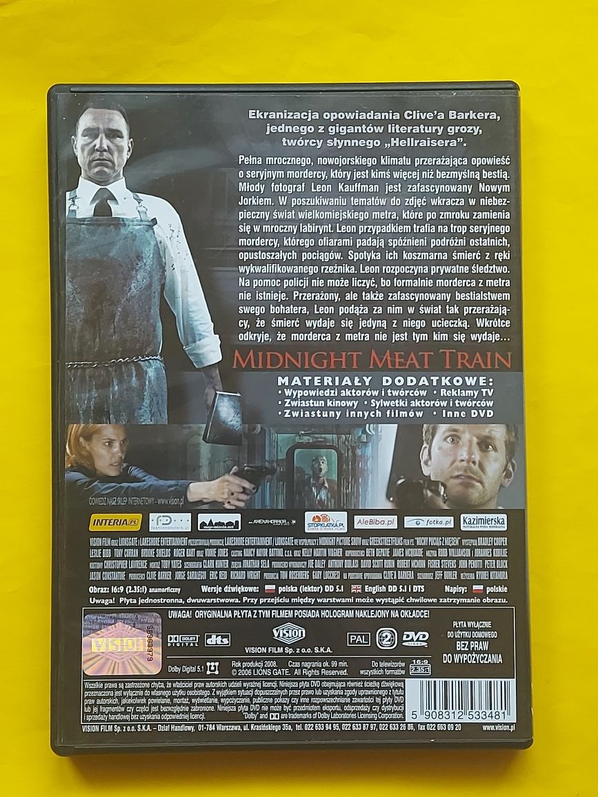 Płyta DVD Film Horror NOCNY Pociąg z Mięsem 2006rok