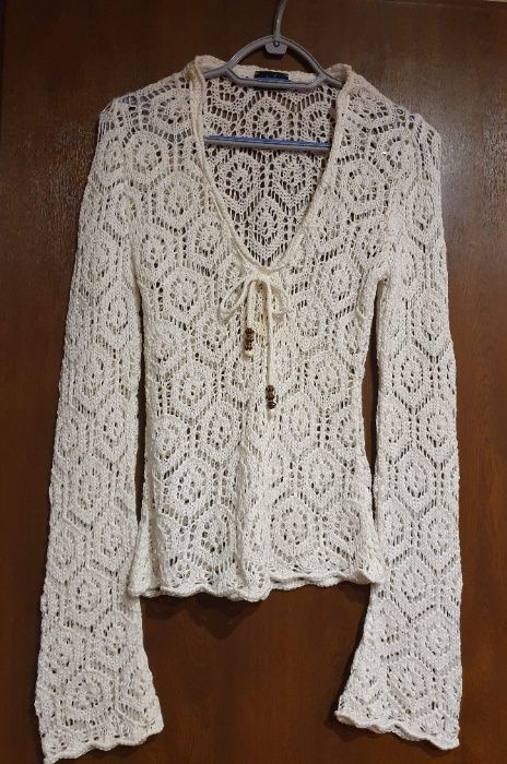 Sweter biały - ażurkowy rozmiar XS