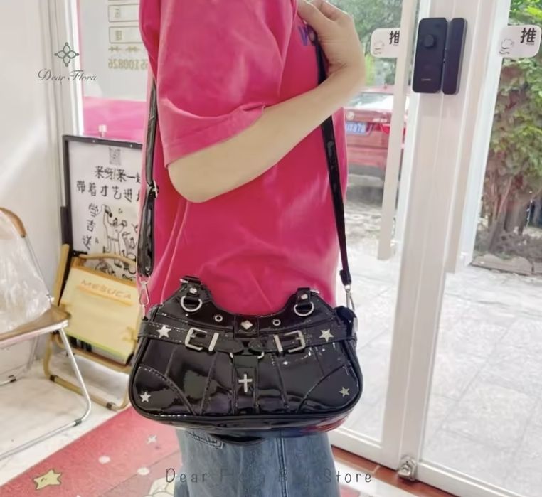 Сумка с цепочкой прозрачный карман 2 сторонняя ita bag Лолита готика