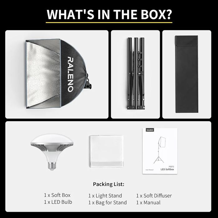 Софтбокс RALENO 16"x16" (LED 50W, 5500K) | Комплект Студійного Світла