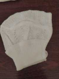 Sweterek i czapeczka niemowlęca 62 bawełna, biala