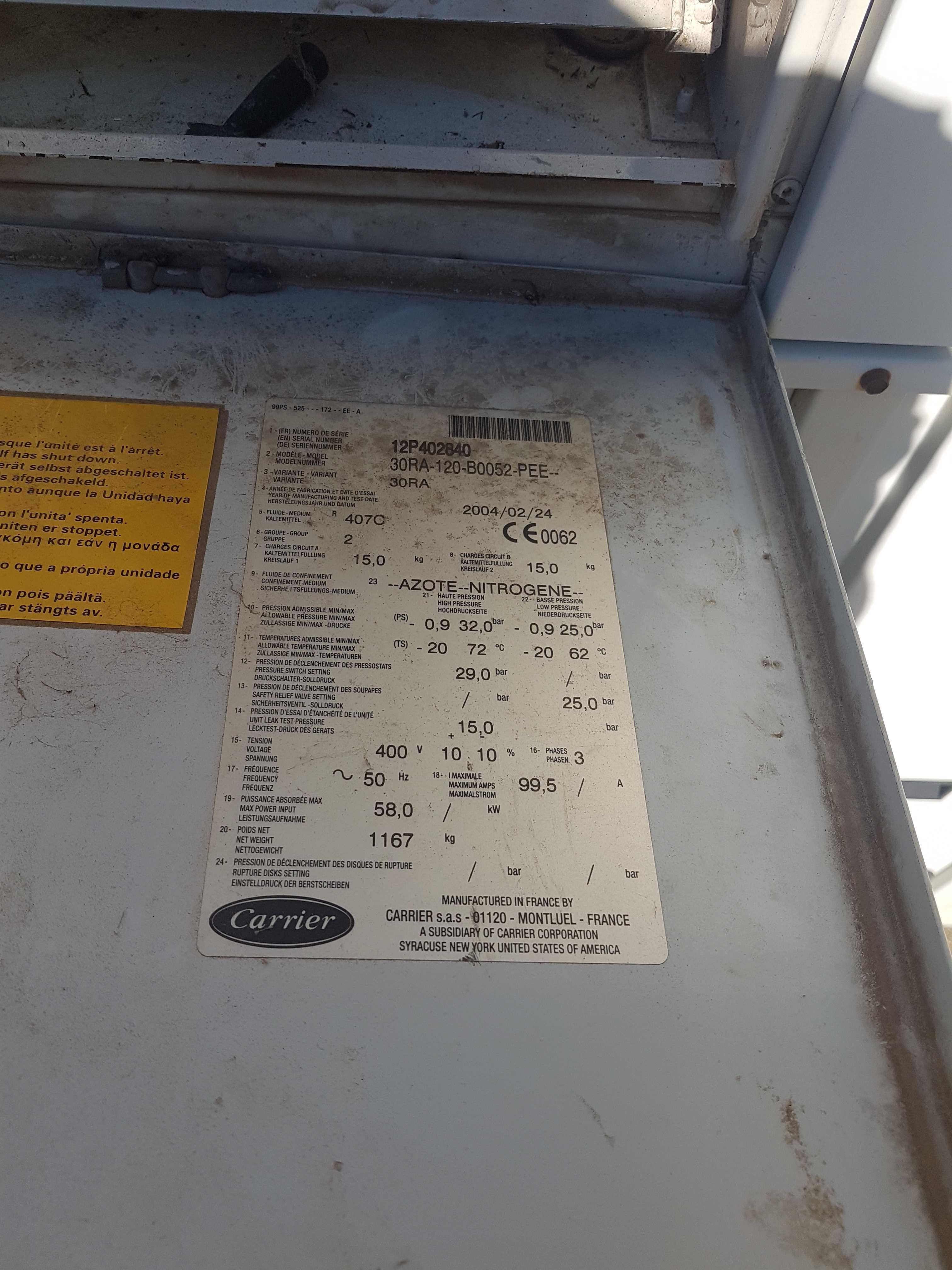 Chiller Carrier 120 kw