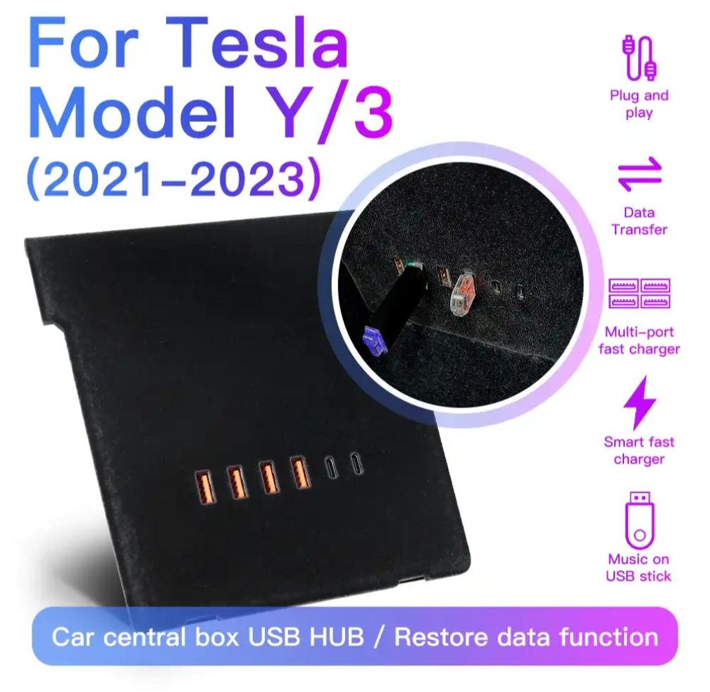 HUB USB para Tesla Model 3/Y com Fast Charging