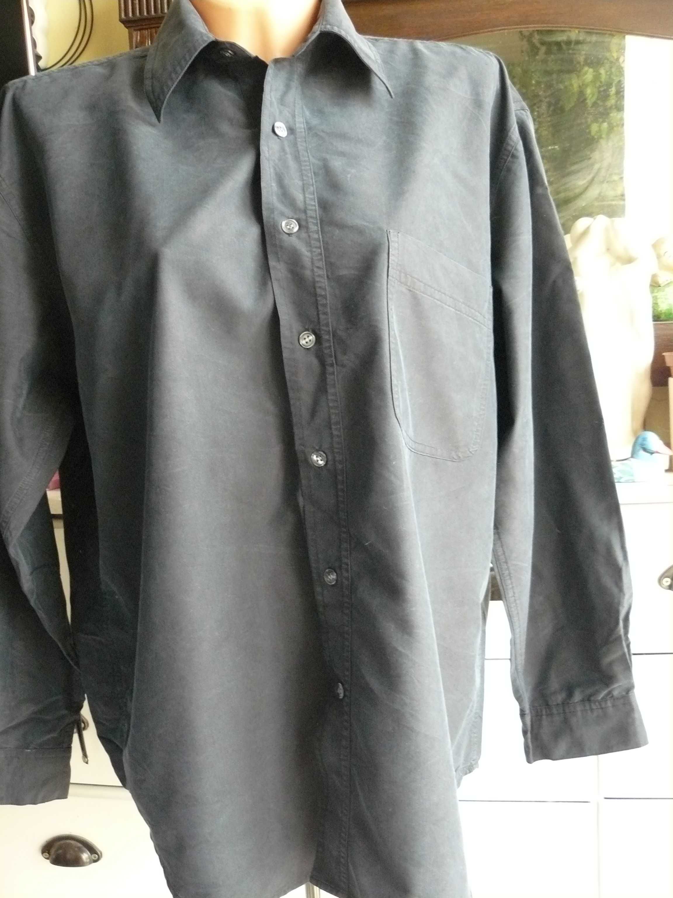 Męska koszula czarna/ grafitowa Calvin Klein L XL pachy 126 cm długi r