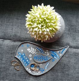 Taca dekoracyjna ptak podstawka na biżuterię Handmade