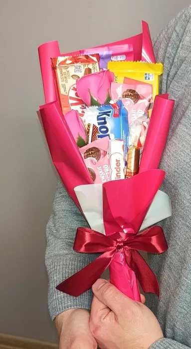 Bukiet kaskadowy ze słodyczy + róże mydlane!