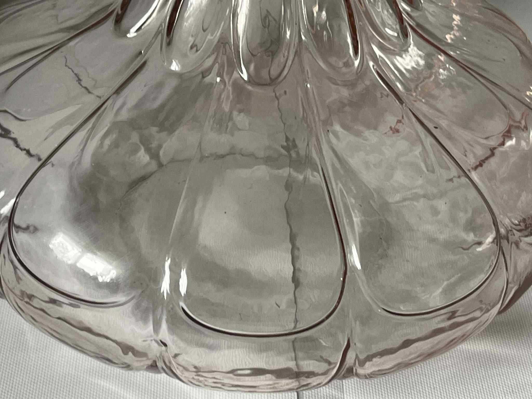 Szklana karafka wazon różowe grawerowane szkło 27 cm