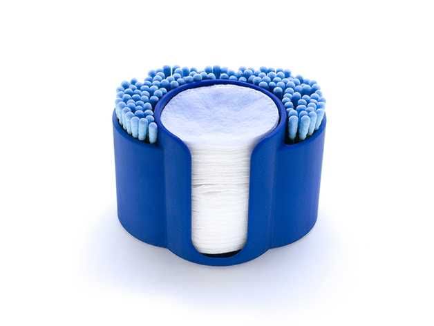 Suporte para cotonetes e discos impressos em 3D
